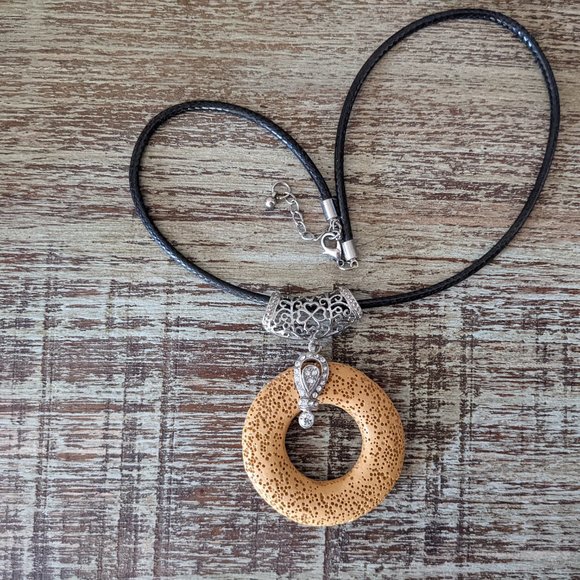 Handmade Lava Stone Aromatherapy Diffuser Necklaces - Mustard/Gold - Picture 5 of 10